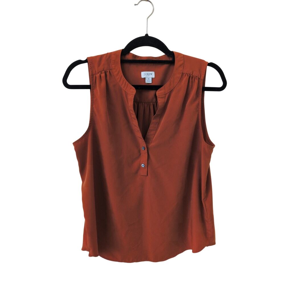 J. Crew V-neck Popover Sleeveless Mandarin Collar Blouse Small